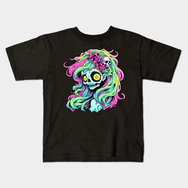 zombie girl Kids T-Shirt by lets find pirate